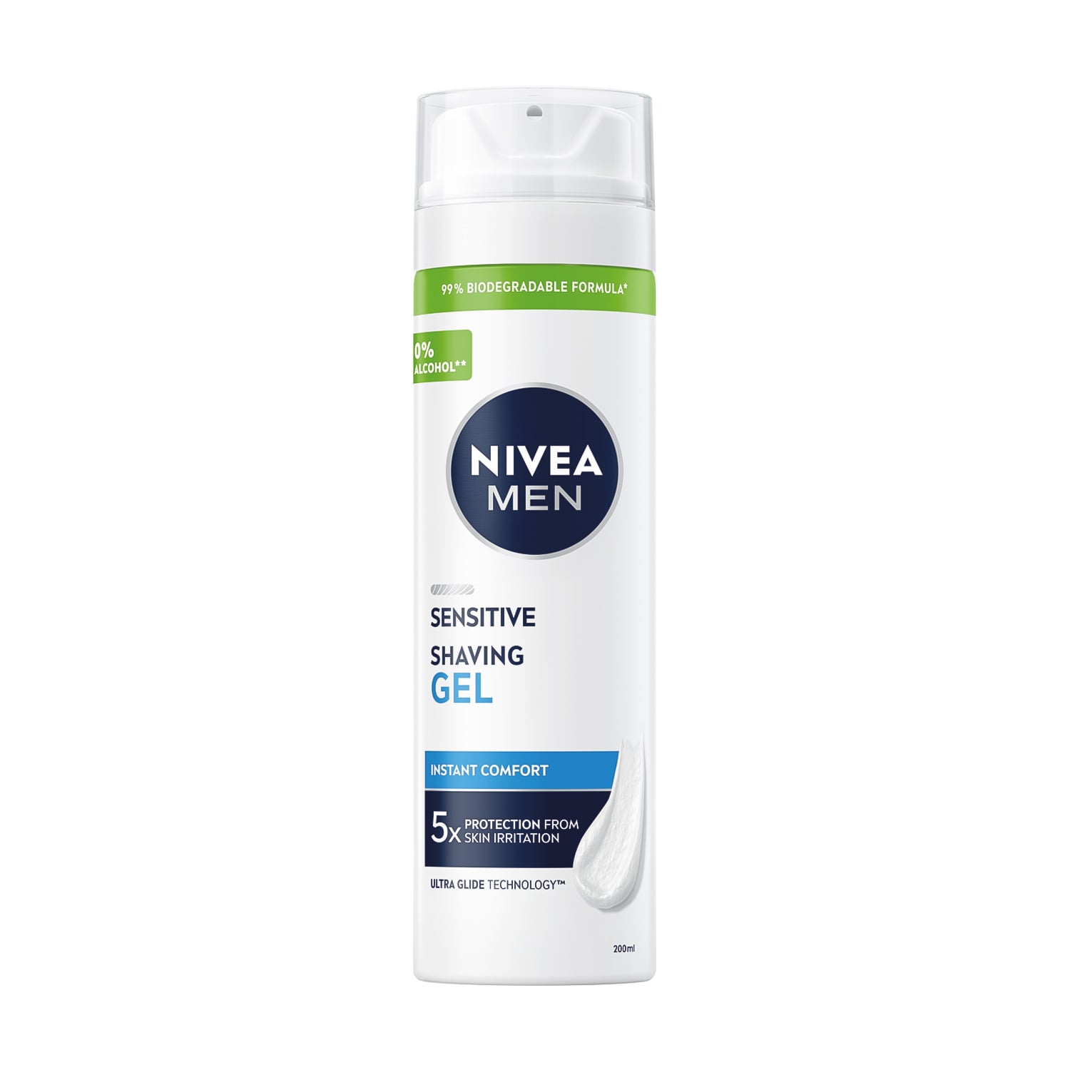 Заспокійливий гель для гоління NIVEA MEN Instant Comfort для чутливої шкіри, без спирту, 200 мл
